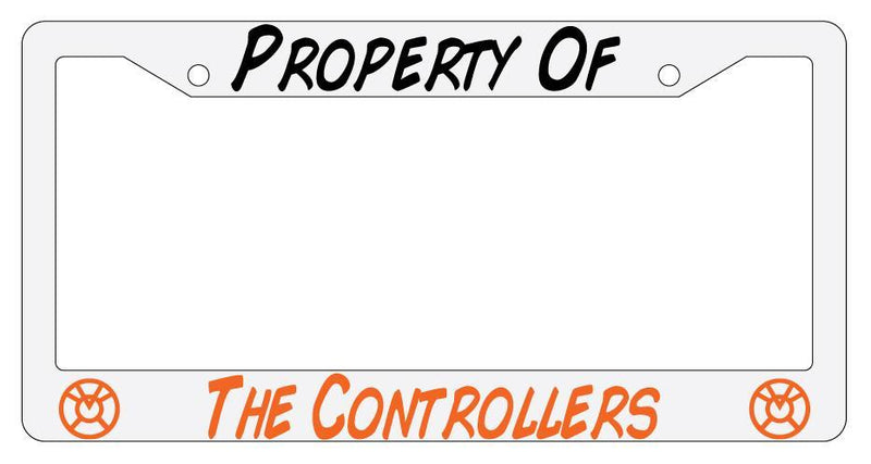 Property Of The Controllers White Plastic License Plate Frame Auto  Mod-GRAPH9856236-1569