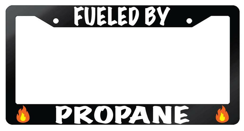 Fueled By Propane Glossy Black Plastic License Plate Frame  Mod-GRAPH9856236-6916