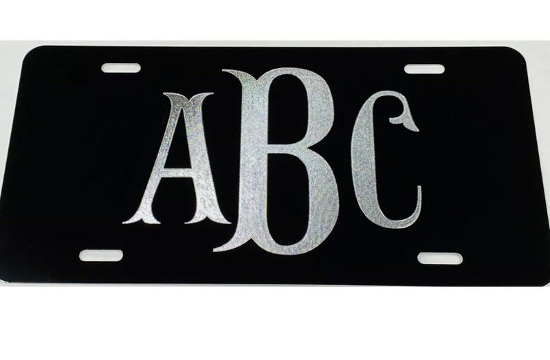 Large Fishtail Monogram Diamond Etched Engraved License Plate Car Tag Great Gift
