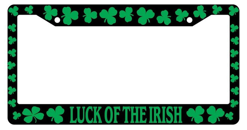 Black License Plate Frame Shamrocks, Luck Of The Irish Green Auto Accessory  Mod-GRAPH9856236-2238