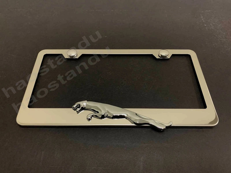 1x Jaguar LEAPER 3D Emblem STAINLESS STEEL License Plate Frame RUST FREE (L)