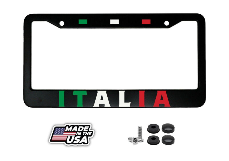 Italia Italian Pride Italy Flag Aluminum Car License Plate Frame Holder