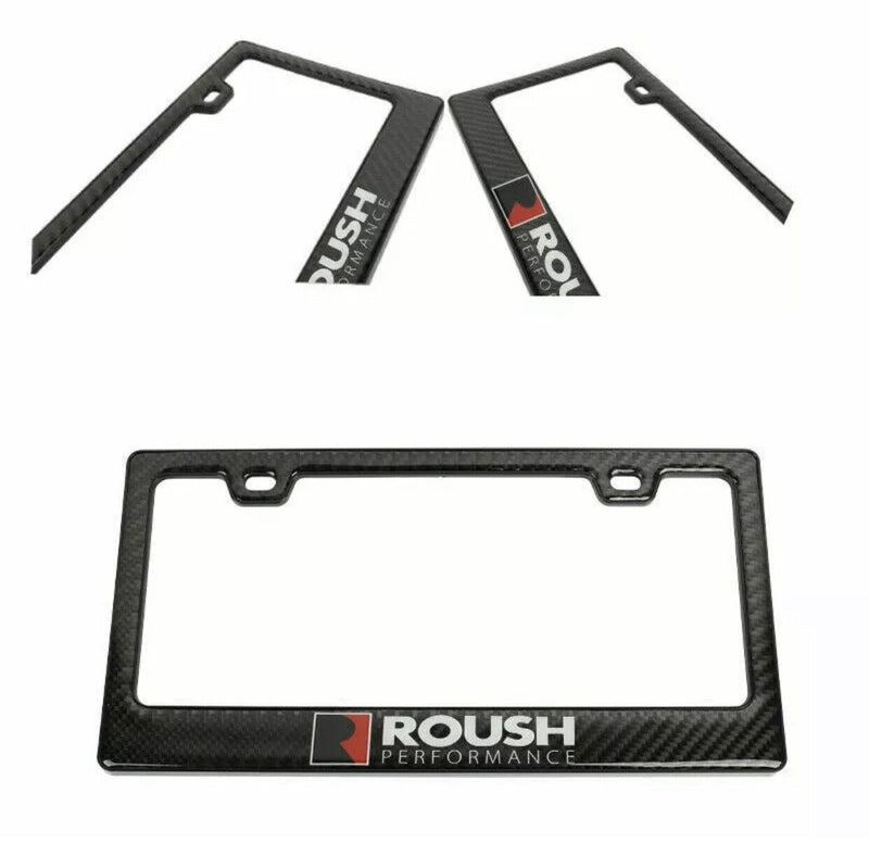 100% Real Carbon Fiber Black Glossy ROUSH Performance License Plate Frame-1PCS