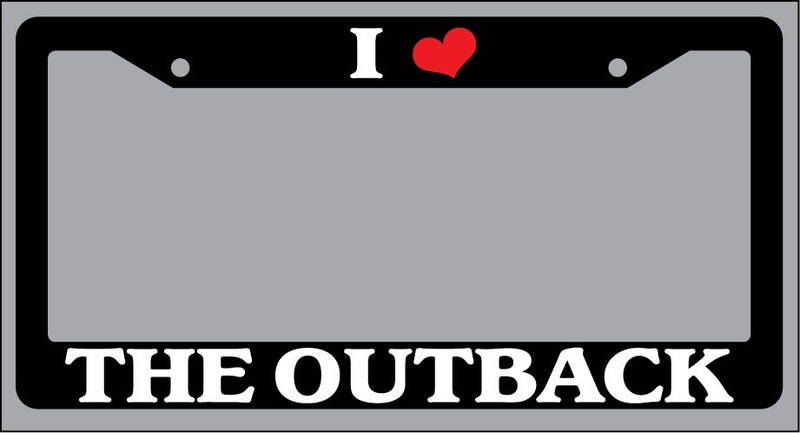 Black License Plate Frame "I Heart The Outback" Auto Accessory Novelty 2471  Mod-GRAPH9856236-861
