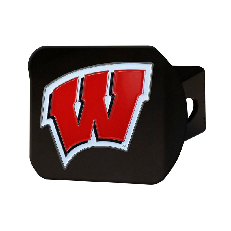 NCAA Wisconsin Badgers 3D Color on Black Metal Hitch Cover