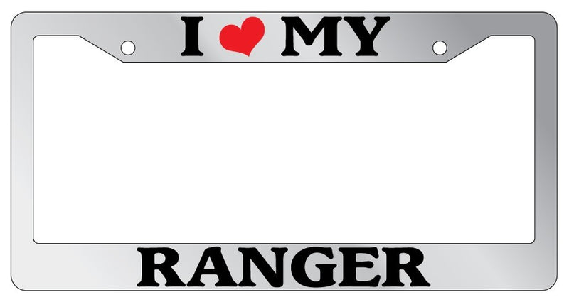 Chrome License Plate Frame I Heart My Ranger Auto Accessory Novelty  Mod-GRAPH9856236-6342