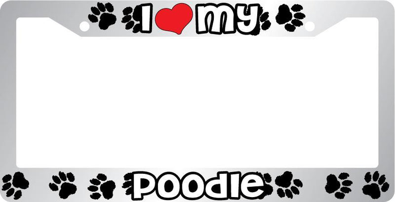Chrome License Plate Frame I Heart My Poodle Auto Accessory Peticular  Mod-GRAPH9856236-6619