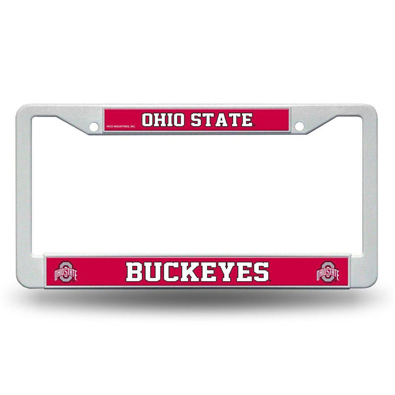 NCAA Ohio State Buckeyes White Plastic License Plate Frame