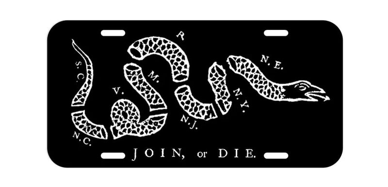 Join Or Die Vehicle License Plate Front Gadsden Don&