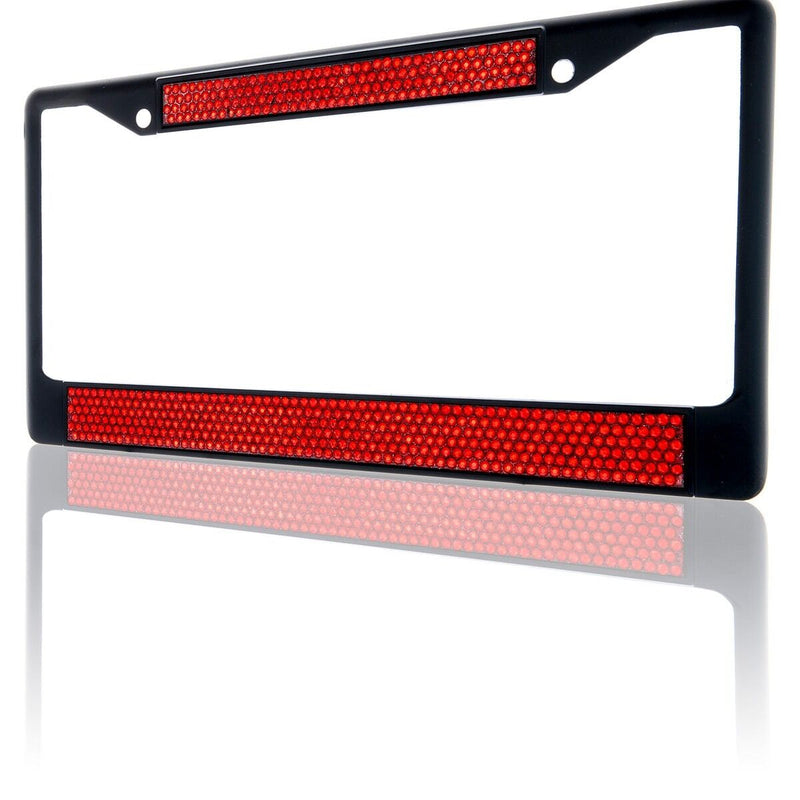 Premium Black Red Bling Crystal Diamond License Plate Frame for Car-Truck
