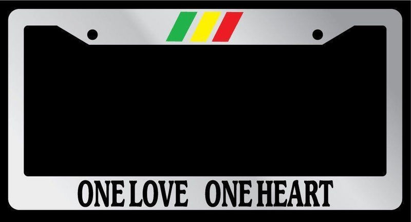 Chrome License Plate Frame One Love One Heart w/STRIPES Auto Accessory  Mod-GRAPH9856236-6311