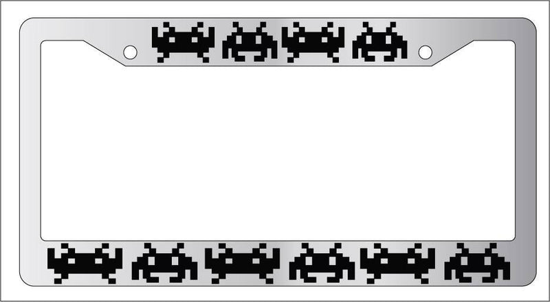 Chrome License Plate Frame Space Invaders (Aliens) Auto Accessory Novelty 1  Mod-GRAPH9856236-4970