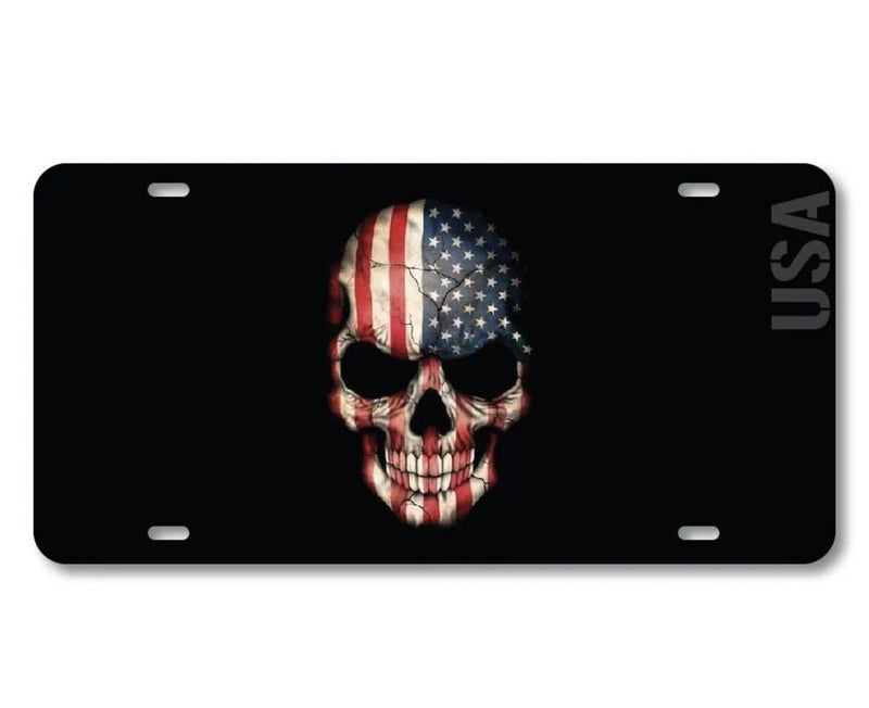 American flag skull Vanity License Plate Tag