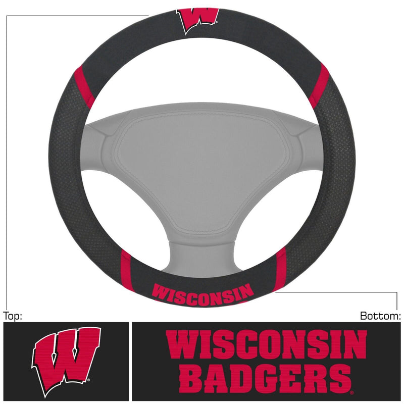 NCAA Wisconsin Badgers Embroidered Steering Wheel Cover