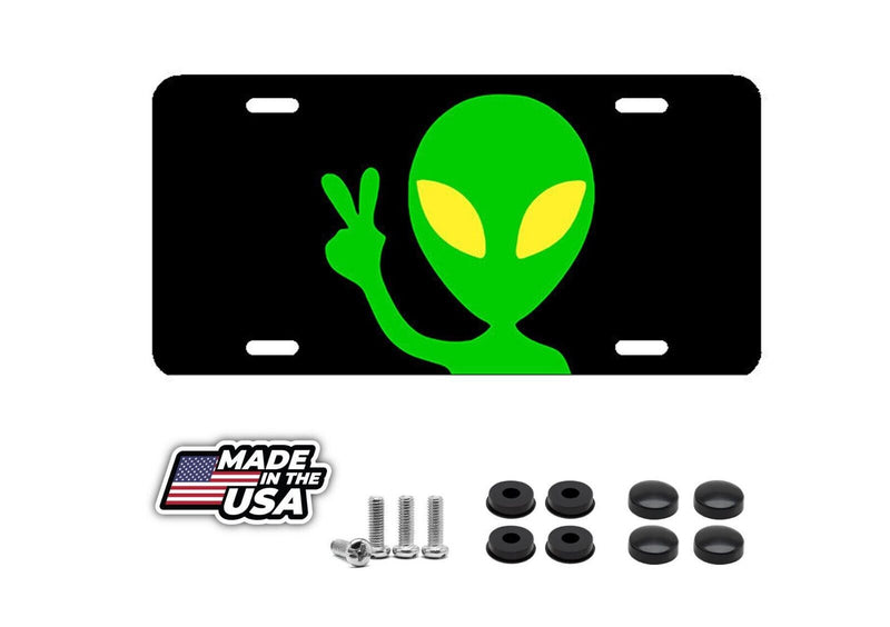 Alien Peace Love UFO License Plate tag mufon LCT021
