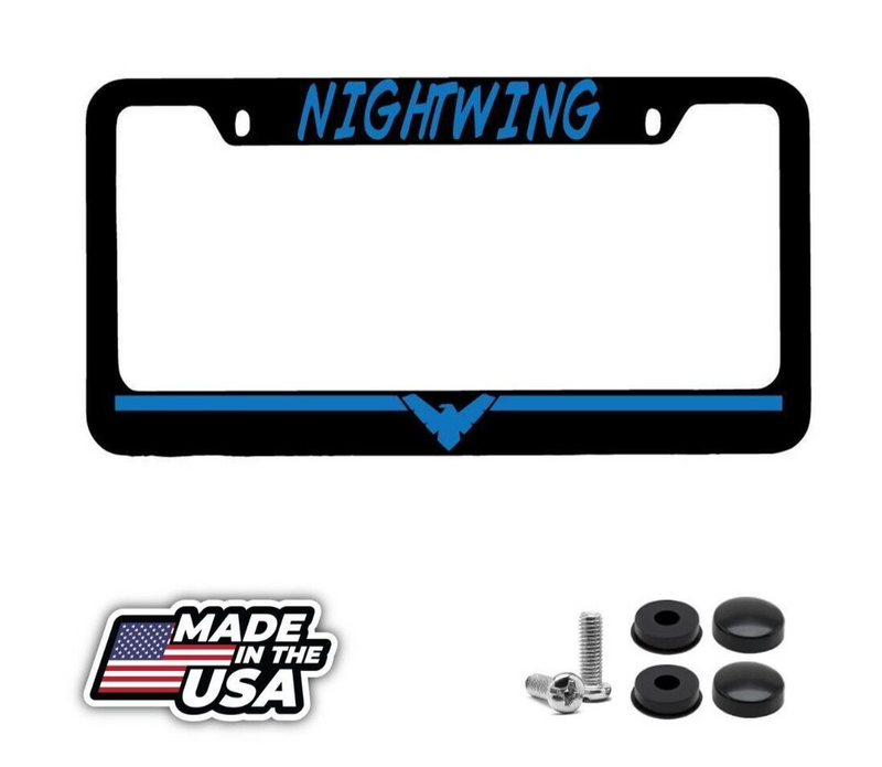 Nightwing BLUE Black METAL License Plate Frame Auto Accessory DC