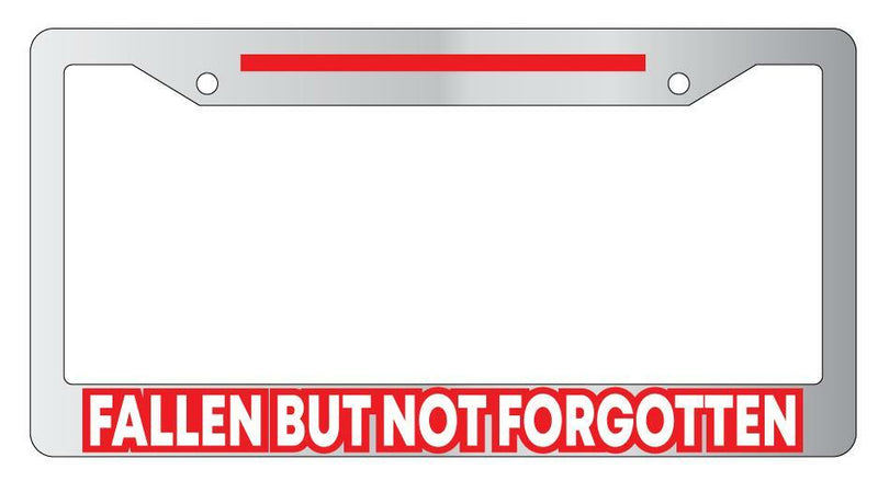 Fallen But Not Forgotten FIREFor Fighter w/STRIPE Chrome License Plate Frame  Mod-GRAPH9856236-4647