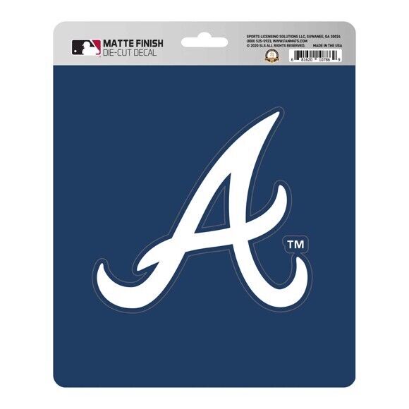 MLB Atlanta Braves Decal Matte 5"X6.25" Auto Boat Cooler Luggage