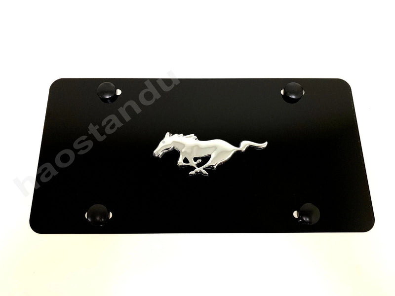 1x 3D "Pony Horse" emblem Aluminum BLACK Color Front Plate RUST FREE