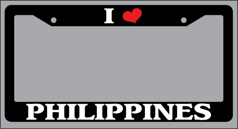Black License Plate Frame "I Heart Philippines" Auto Accessory Novelty 2527  Mod-GRAPH9856236-852