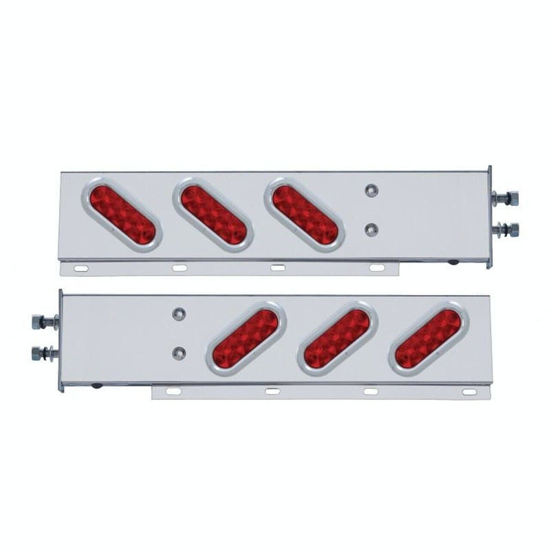 Stainless Rear Mud Flap Hanger red Oval LED Lights Spring Loaded 2-1/2" spacing