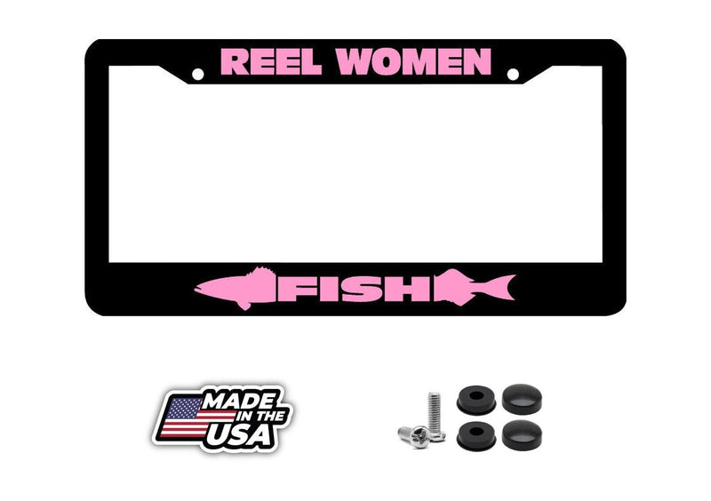 REEL WOMEN FISH real pink License Plate Frame