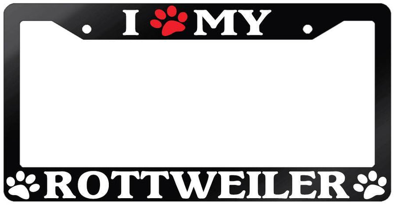 Glossy Black License Plate Frame I (PAW) MY ROTTWEILER Auto Accessory 550  Mod-GRAPH9856236-7104