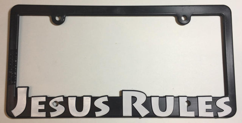 Black Thin Top 3D License Plate Frame Jesus Rules Auto Accessory  Mod-GRAPH9856236-17
