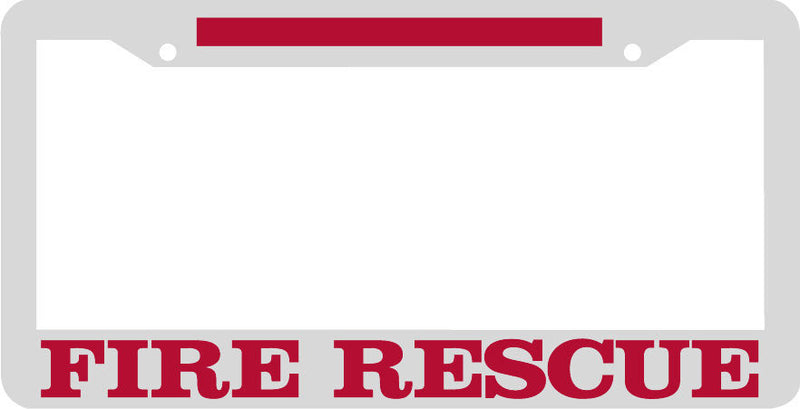 WHITE FIRE RESCUE RED LINE THIN FIREFIGHTER FIRE FIGHTER License Plate Frame