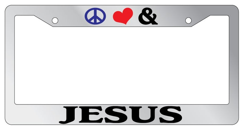 Chrome License Plate Frame Peace Love And Jesus Auto Accessory Christian 2166  Mod-GRAPH9856236-5399