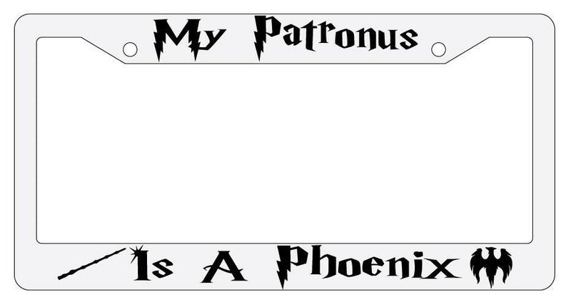 My Patronus is A Phoenix White Plastic License Plate Frame Auto Accessory  Mod-GRAPH9856236-3538