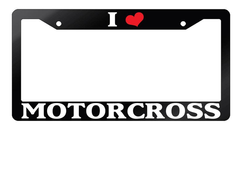 Glossy Black License Plate Frame I HEART MOTORCROSS Auto Accessory  Mod-GRAPH9856236-7556