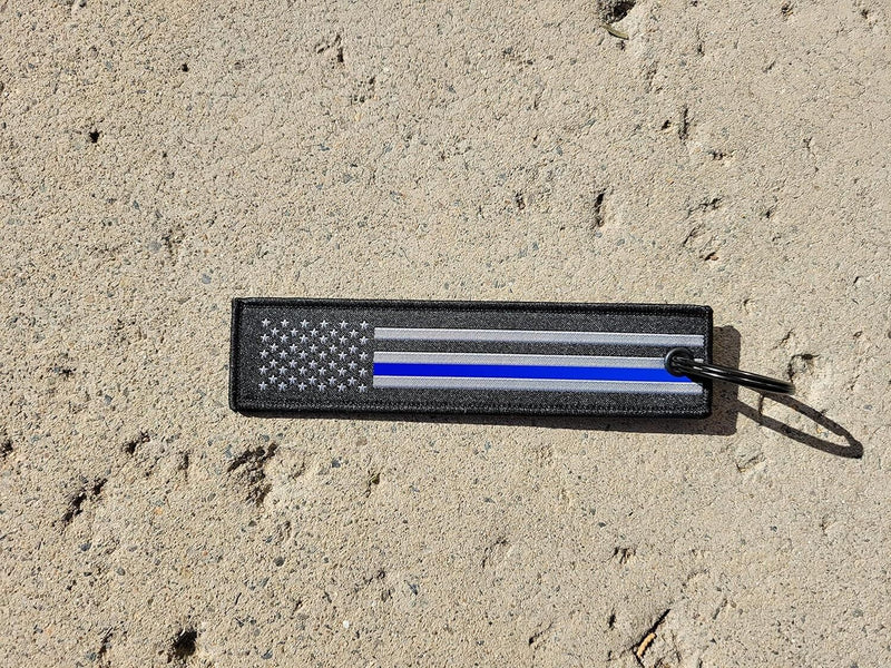 THIN BLUE LINE AMERICAN TACTICAL FLAG METAL CAR LICENSE PLATE SUPPORT POLICE