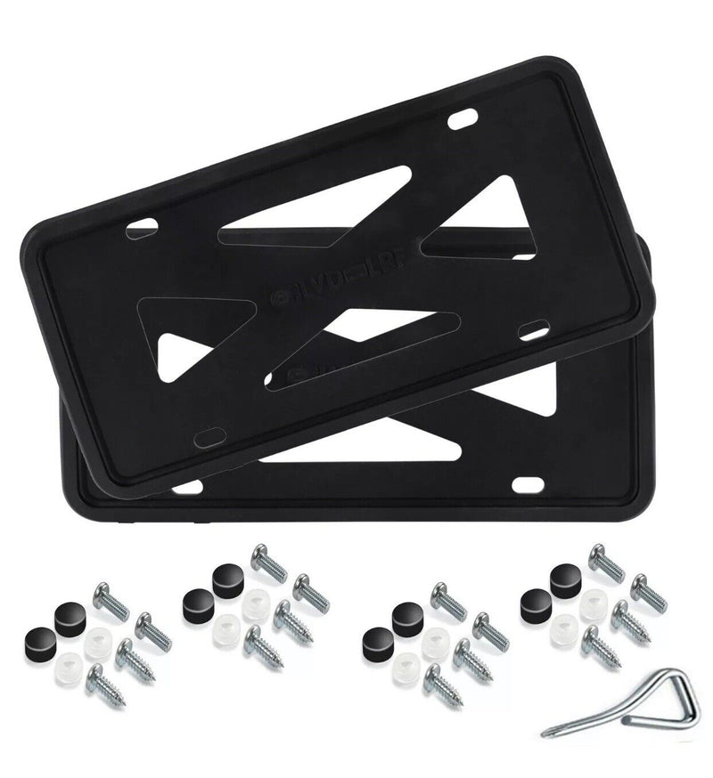 2 Packs Silicone License Plate Frames Holder Universal American Auto Black Frame