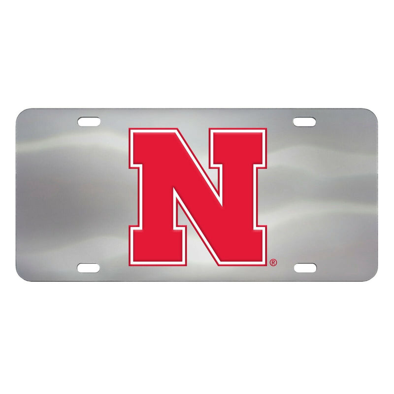 NCAA Nebraska Cornhuskers Chromed Steel Diecast Emblem Front Lic. Plate