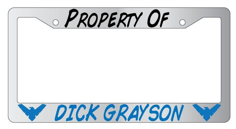 Property Of Dick Grayson (Nightwing) Chrome License Plate Frame  Mod-GRAPH9856236-4294