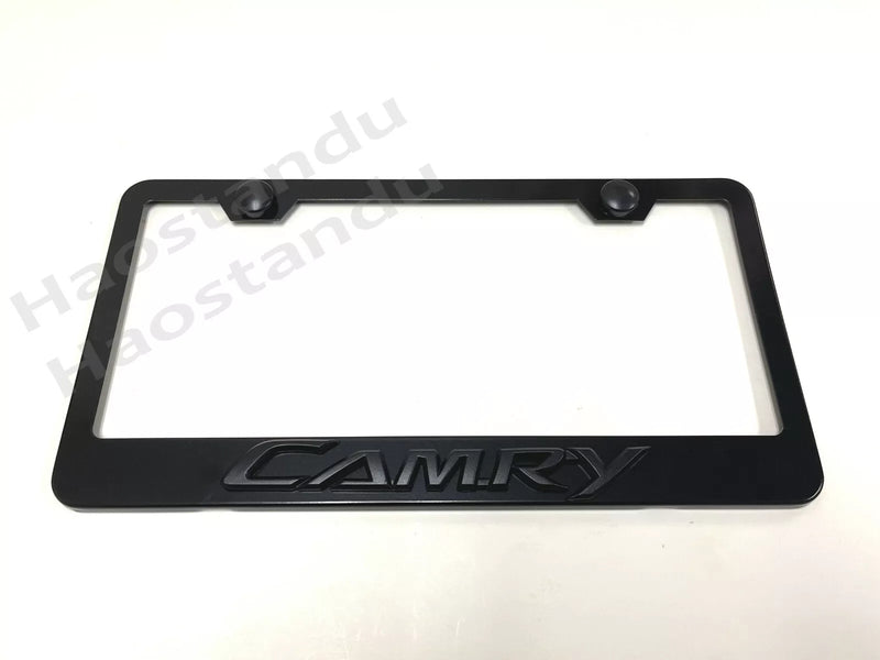 1x Black CAMRY 3D Emblem BLACK Stainless License Plate Frame RUST FREE (NEW)