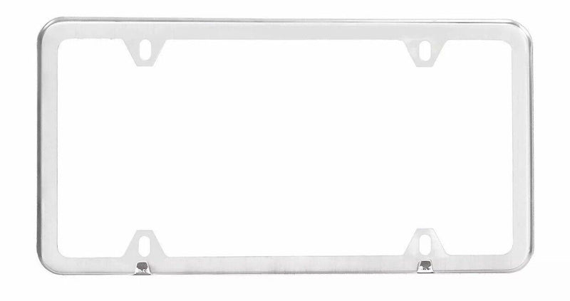 2pcs Silver Stainless Steel License Plate Frame Cover Front & Rear Kit Universal