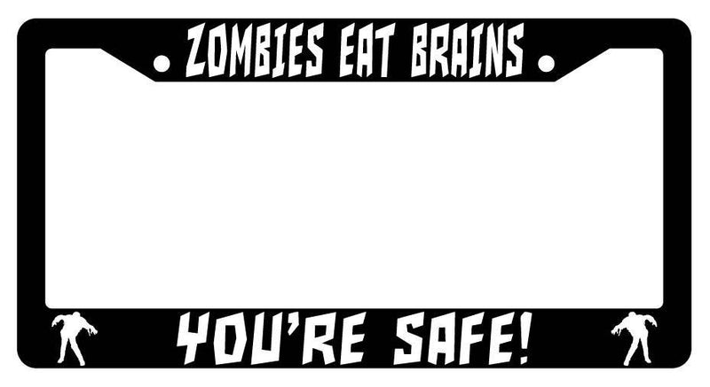 Black License Plate Frame ZOMBIES EAT BRAINS Auto Accessory 114  Mod-GRAPH9856236-3648