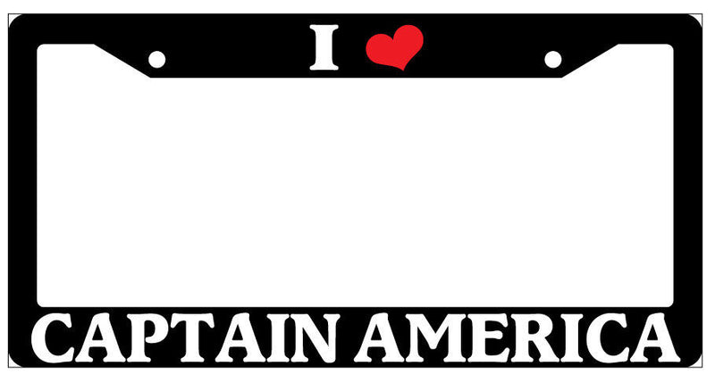 Glossy Black License Plate Frame I HEART CAPTAIN AMERICA Auto Accessory 664  Mod-GRAPH9856236-7547