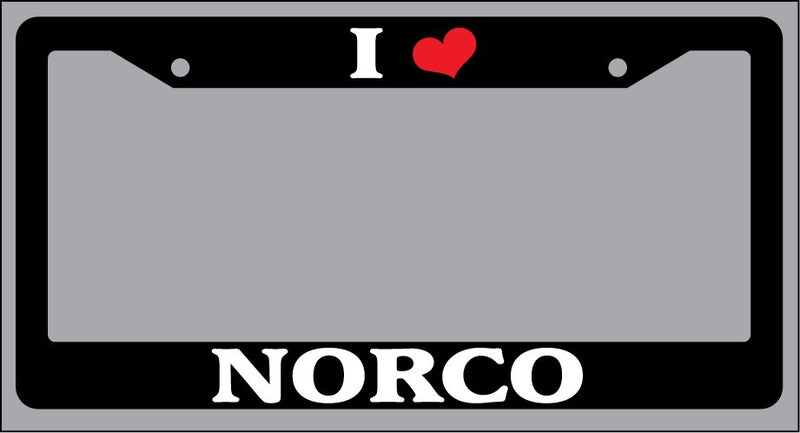 Black License Plate Frame "I Heart Norco" Auto Accessory Novelty 2421  Mod-GRAPH9856236-835