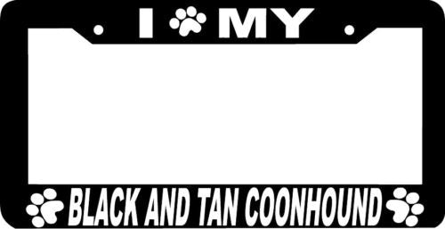 BLACK AND TAN COONHOUND paw print License Plate Frame