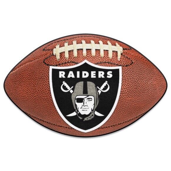 NFL Las Vegas Raiders Football Shape Rookie Mat Area Bath Mat 20"x 30"