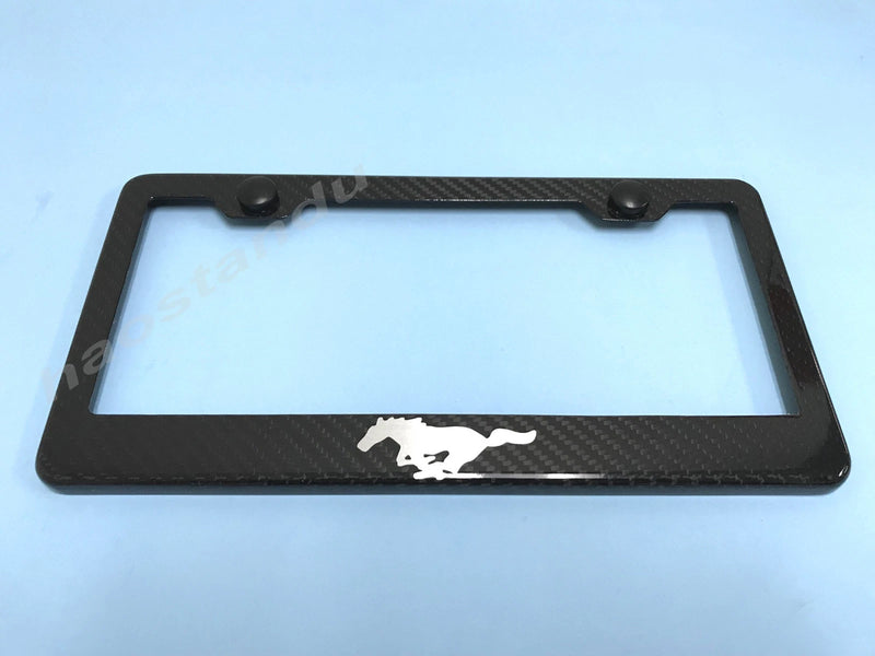 1x Horse PONY Real 3K TwillWeave CARBON FIBER License Plate Frame Holder