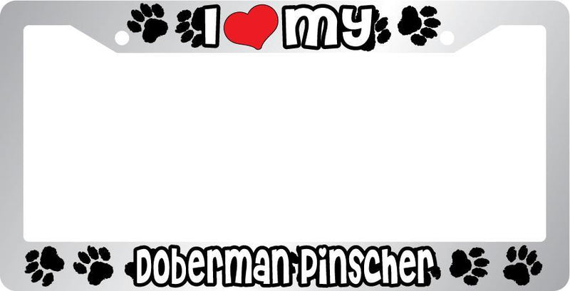 Chrome License Plate Frame I Heart My Doberman Pinscher Auto Accessory Peticular  Mod-GRAPH9856236-6611