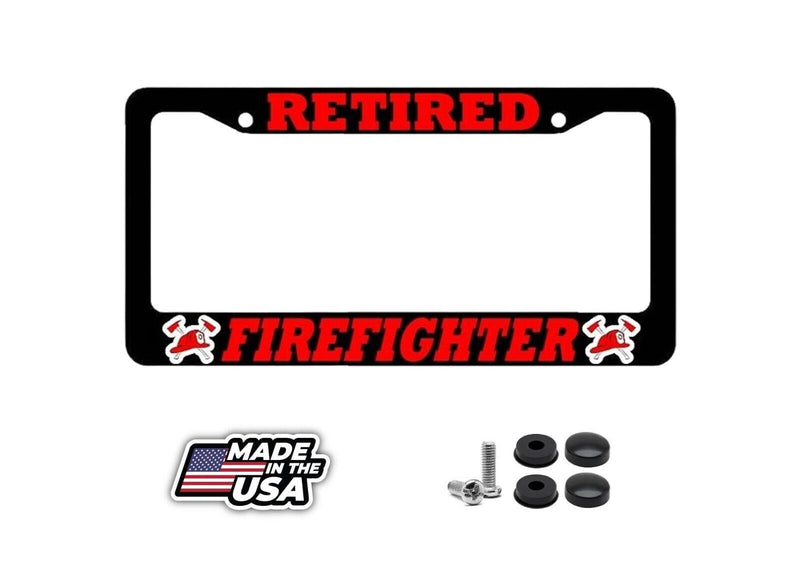 Retired Fire Fighter Firefighter Car Truck Auto License Plate Frame