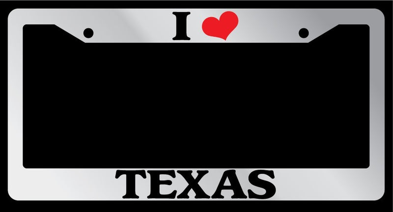 Chrome License Plate Frame "I Heart Texas" Auto Accessory Novelty  Mod-GRAPH9856236-6203