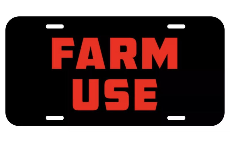 FARM USE Vehicle License Plate novelty Tag METAL car truck farm blk rd