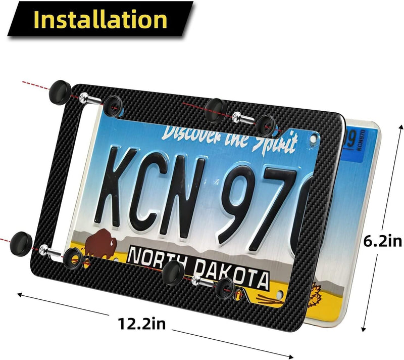 2 Carbon Fiber Look License Plate Frame including Mounting Hardware