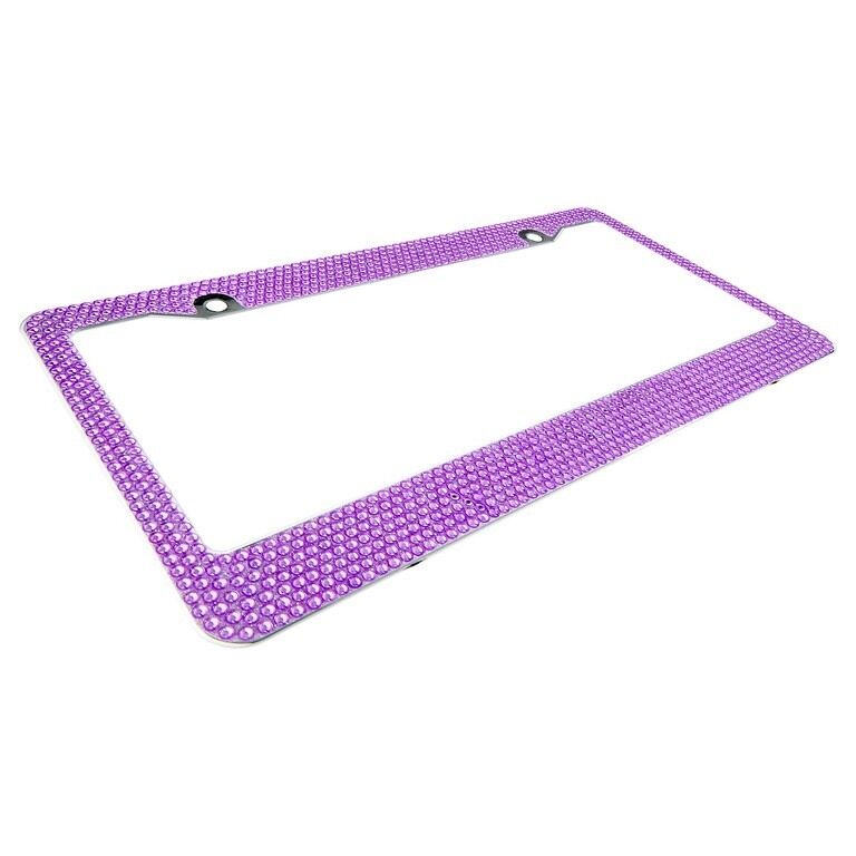 Purple Crystal Rhinestones License Plate Frame 7 rows Special Bling Offer